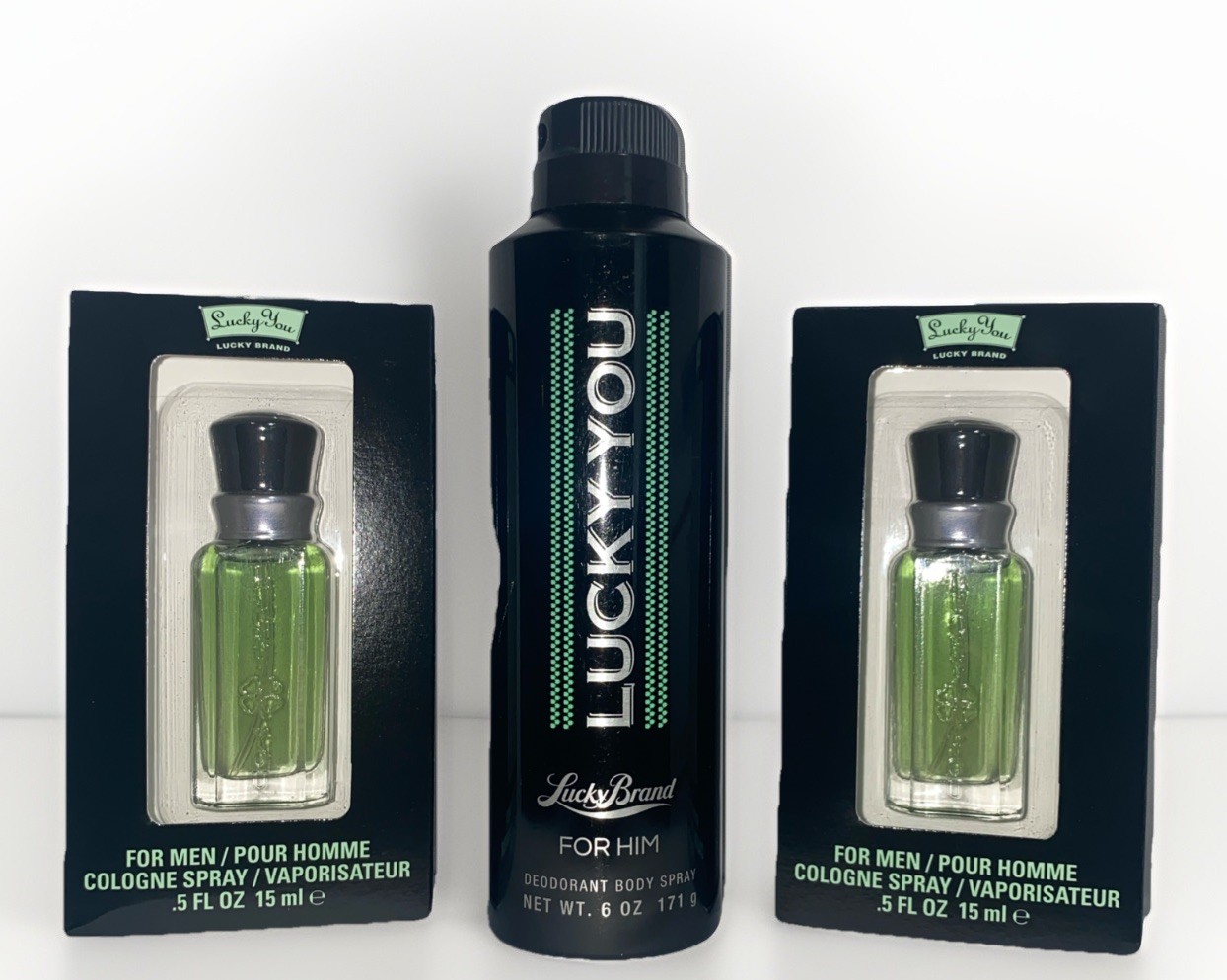 Lucky You Cologne BUNDLE- 2- .5 Fl Oz Cologne Sprays And 1-6oz Deodorant Spray