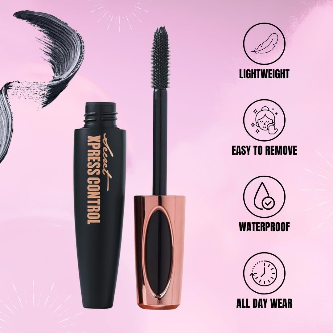 Two Pack Silk Fiber Mascara 4D Lengthening and Thickening, Secret Xpress Control