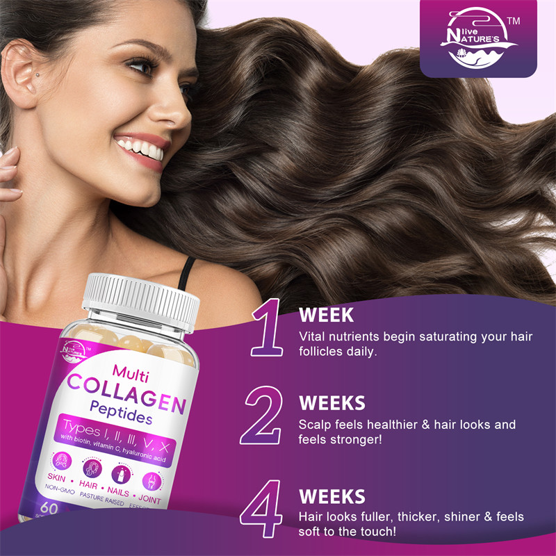 Multi Collagen Peptides Capsules Hydrolyzed (Type I, II, III, V, and X collagen)
