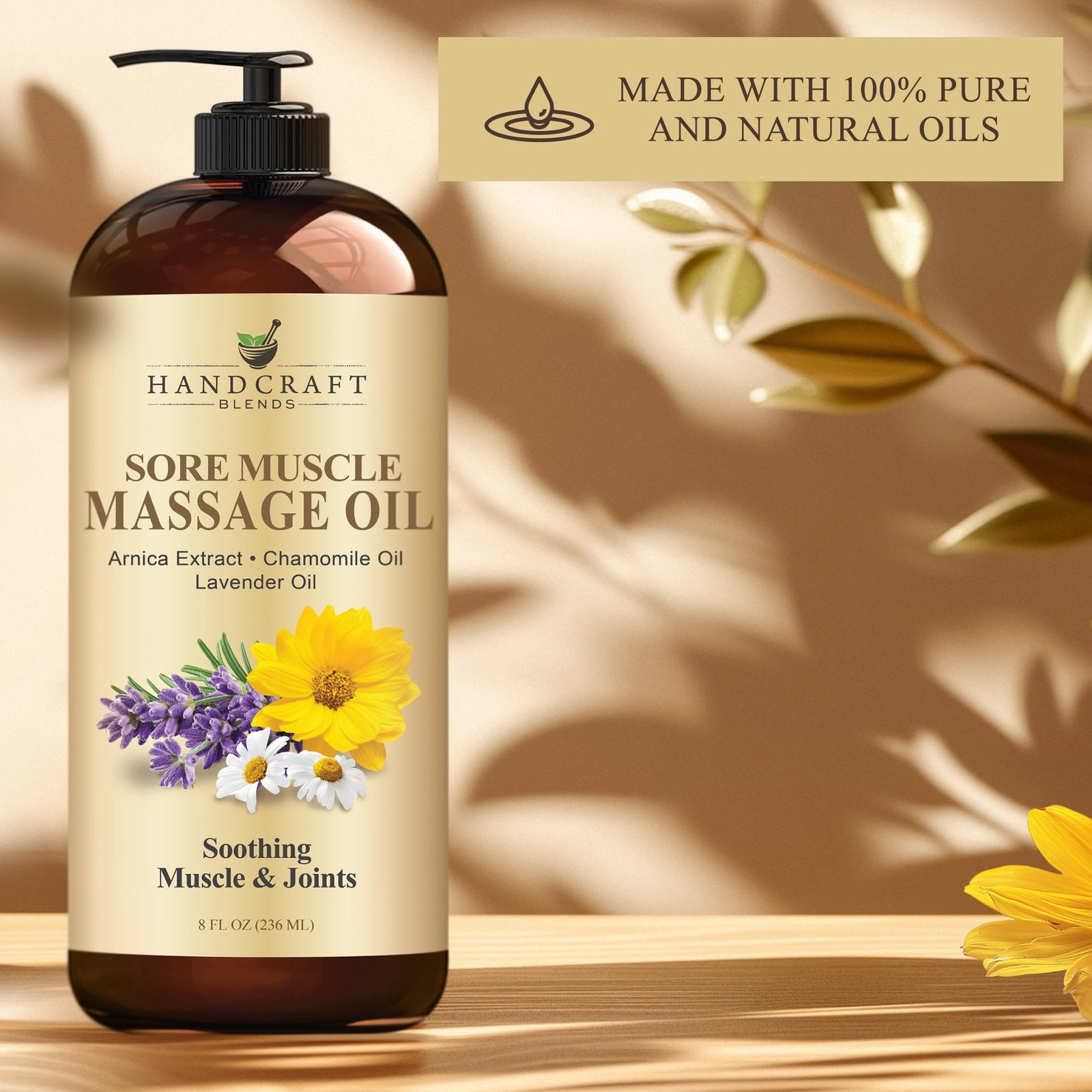 Sore Muscle Massage Oil 8 Fl Oz – Moisturizing Body Oil for Massage Therapy – Ma