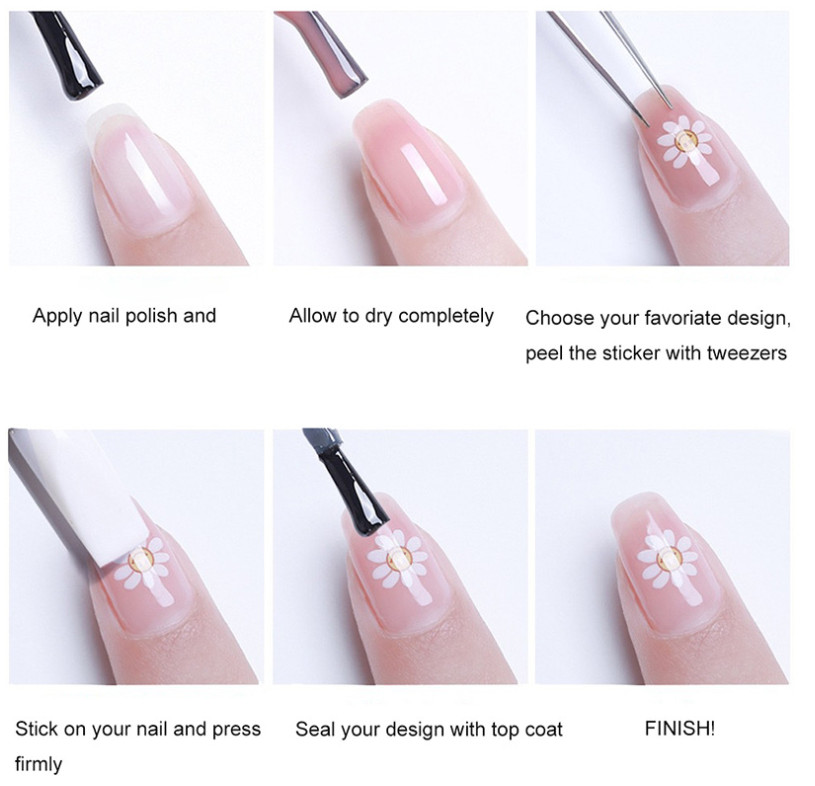Pink Plum Blossom Flower Nail Art Stickers Self Peel Adhesive FEB296 NH23