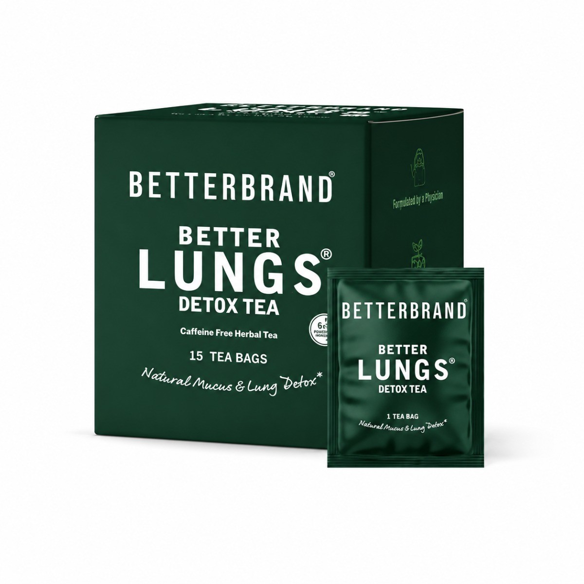 Betterbrand Lung Detox Tea, Natural Respiratory Relief with Mullein, 30 Tea Bags