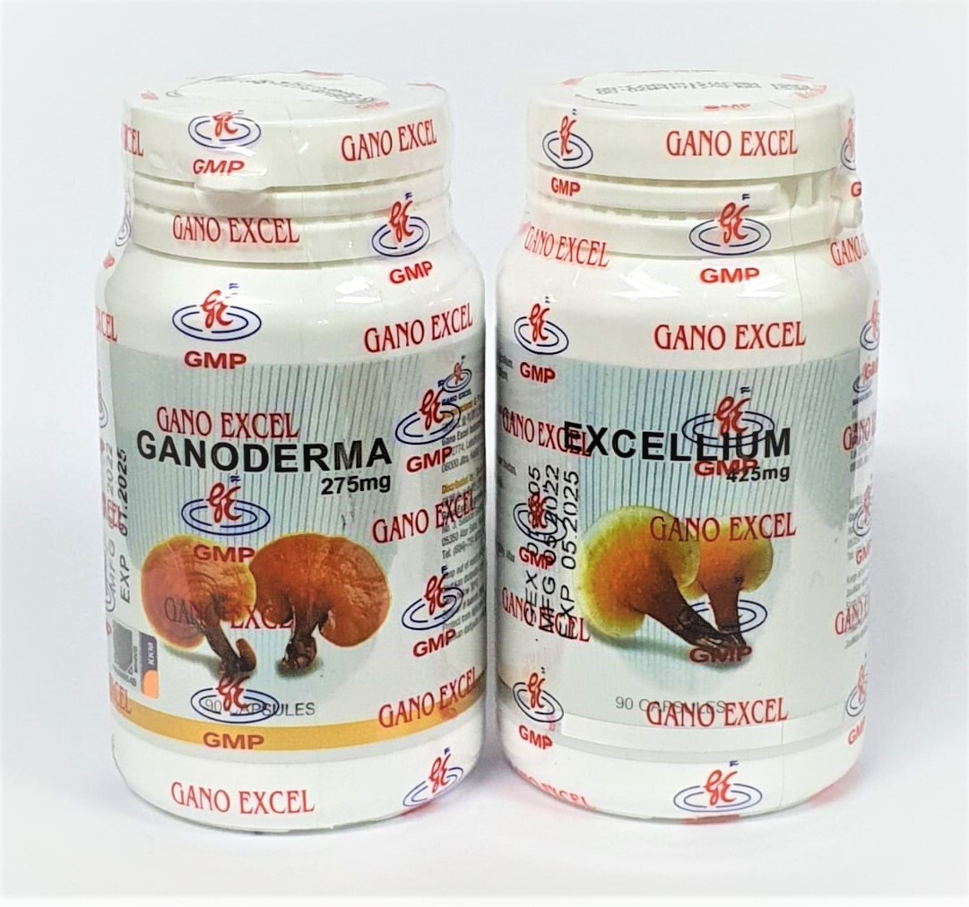 1 Bottle Gano Excel Excellium 90 + 1 Bottle Ganoderma Lucidum 90 Capsules USA