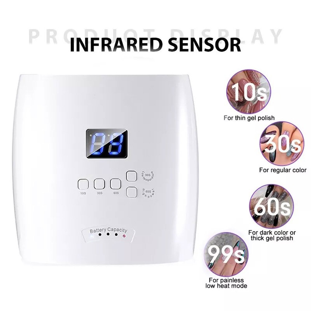 48W Wireless Rechargeable Cordless LED/UV Nail Lamp Gel Polish Quick Nail Dryer