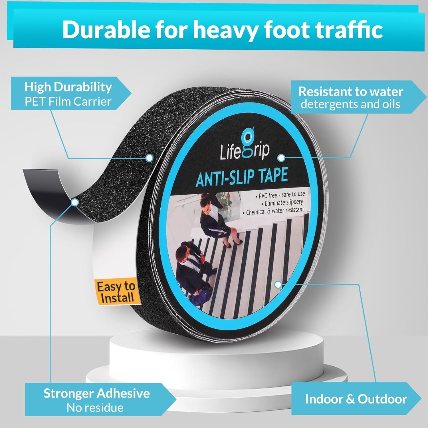 Lifegrip Anti Slip Traction Tape 1 Inch x 15 Feet for Indoor and Outdoor Use