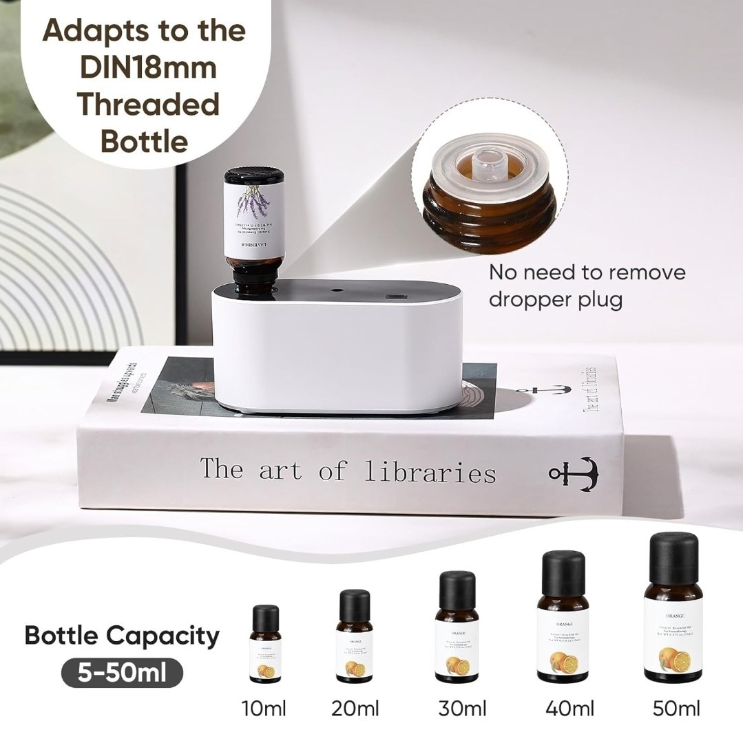 Lecdura Waterless Diffuser for Essential Oil Rechargeable, White/Black