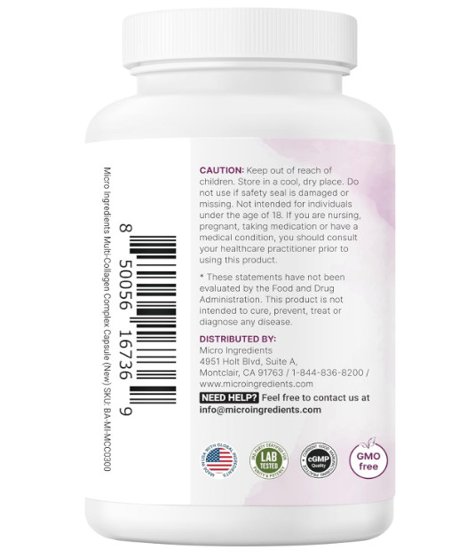 Micro Ingredients Multi Collagen Pills for Women & Men, 240 Capsules**