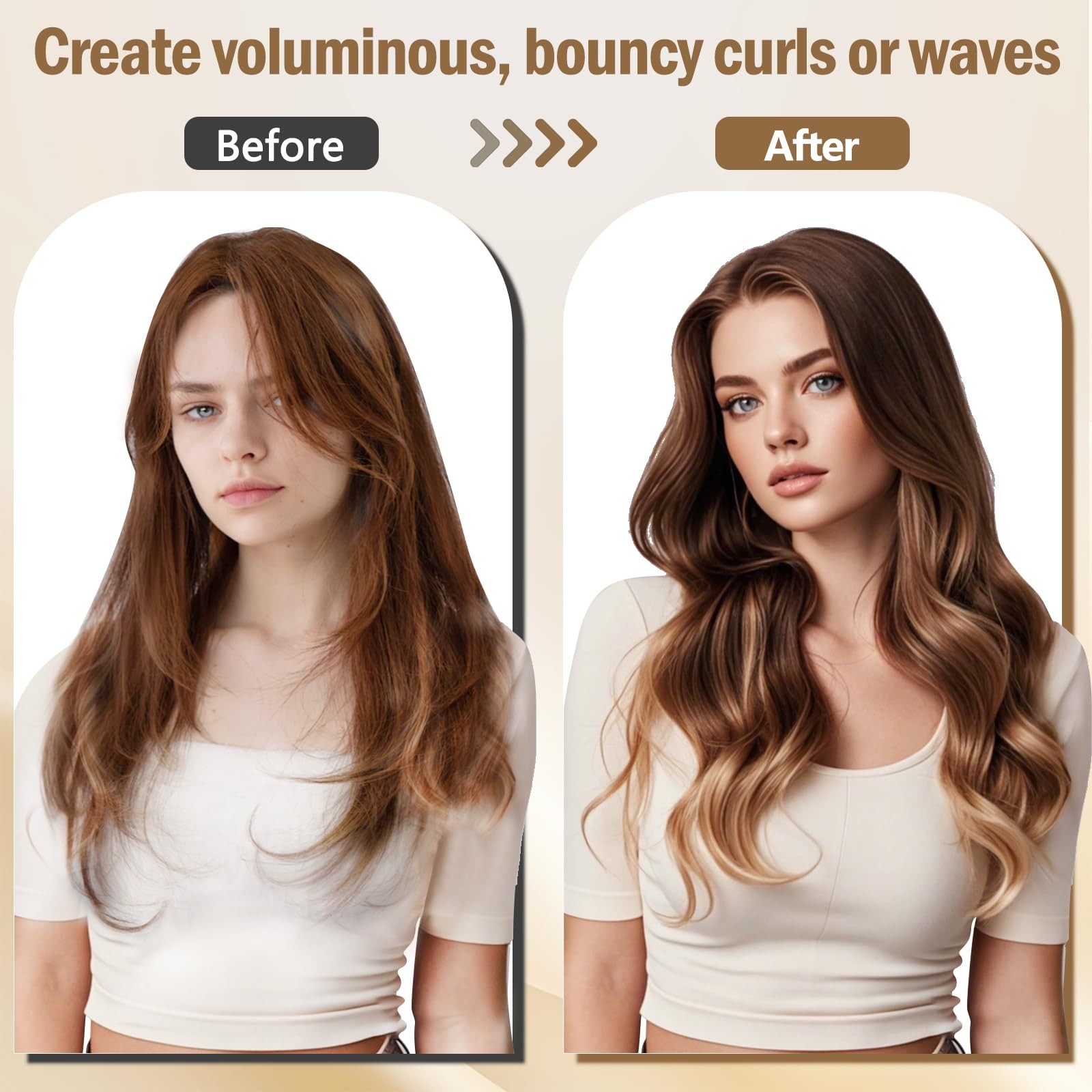 40MM 1.6in Long Hair 1 Count (Pack of 1), Curling Barrels,Gold