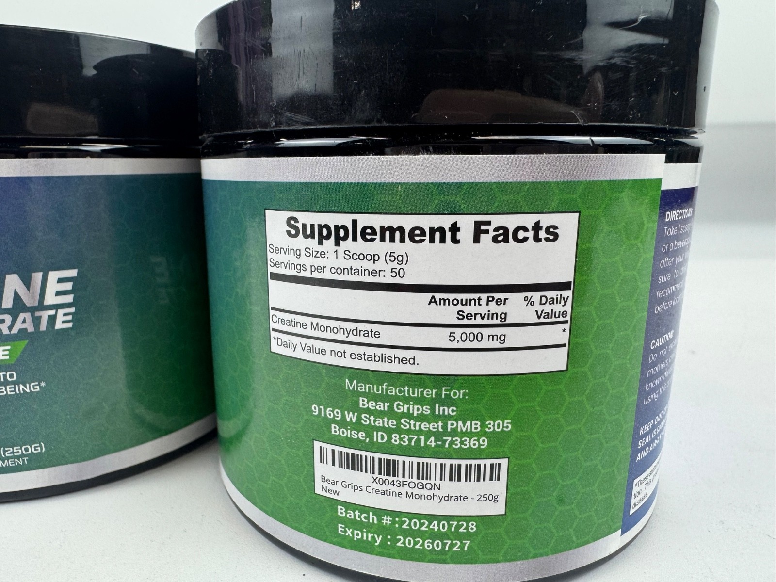 Bear Grips Pure Creatine Monohydrate Powder 50 Servings of Instantized Creatine