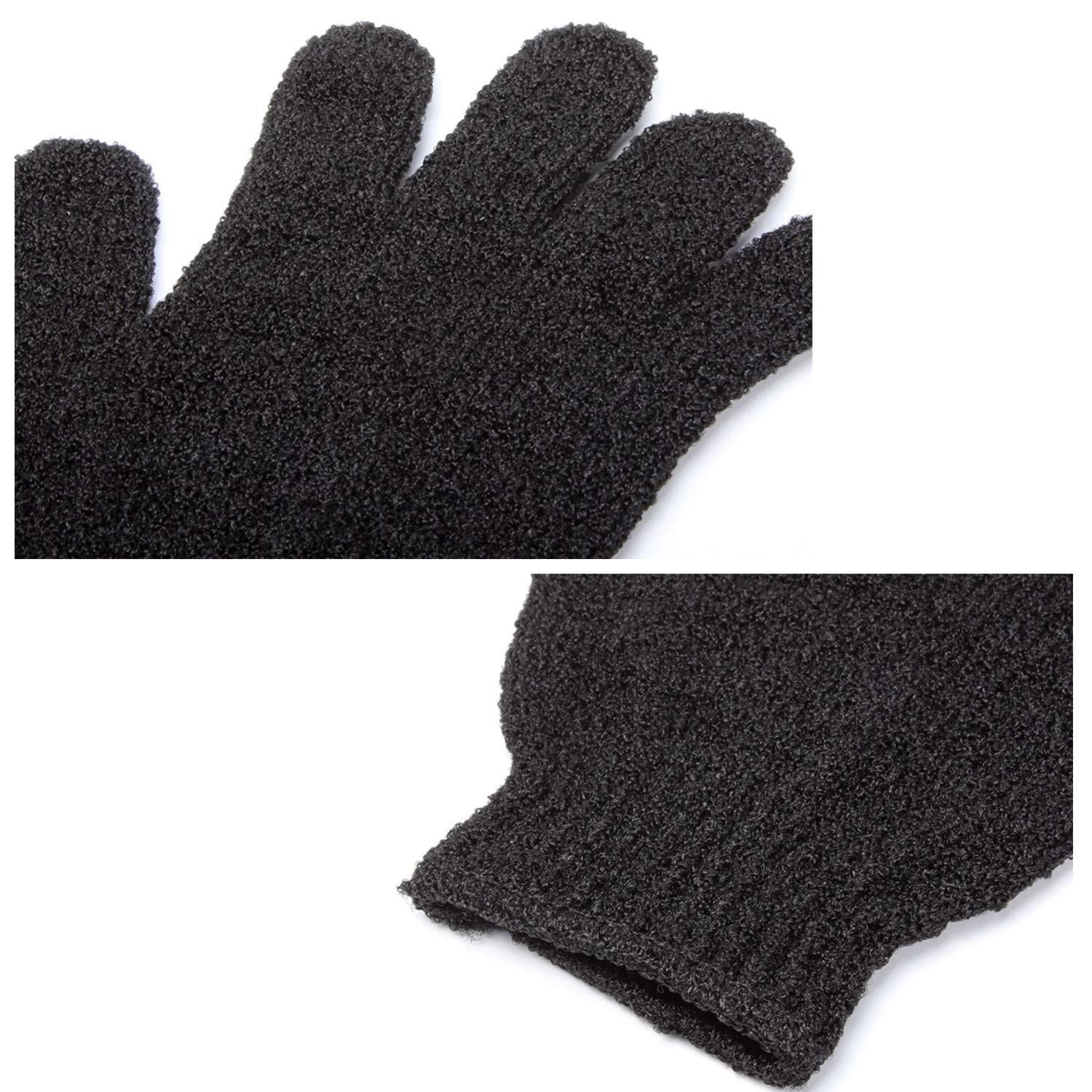 6Pairs Exfoliating Gloves – Premium Black Scrub 6 Count (Pack of 1), 6 Pairs