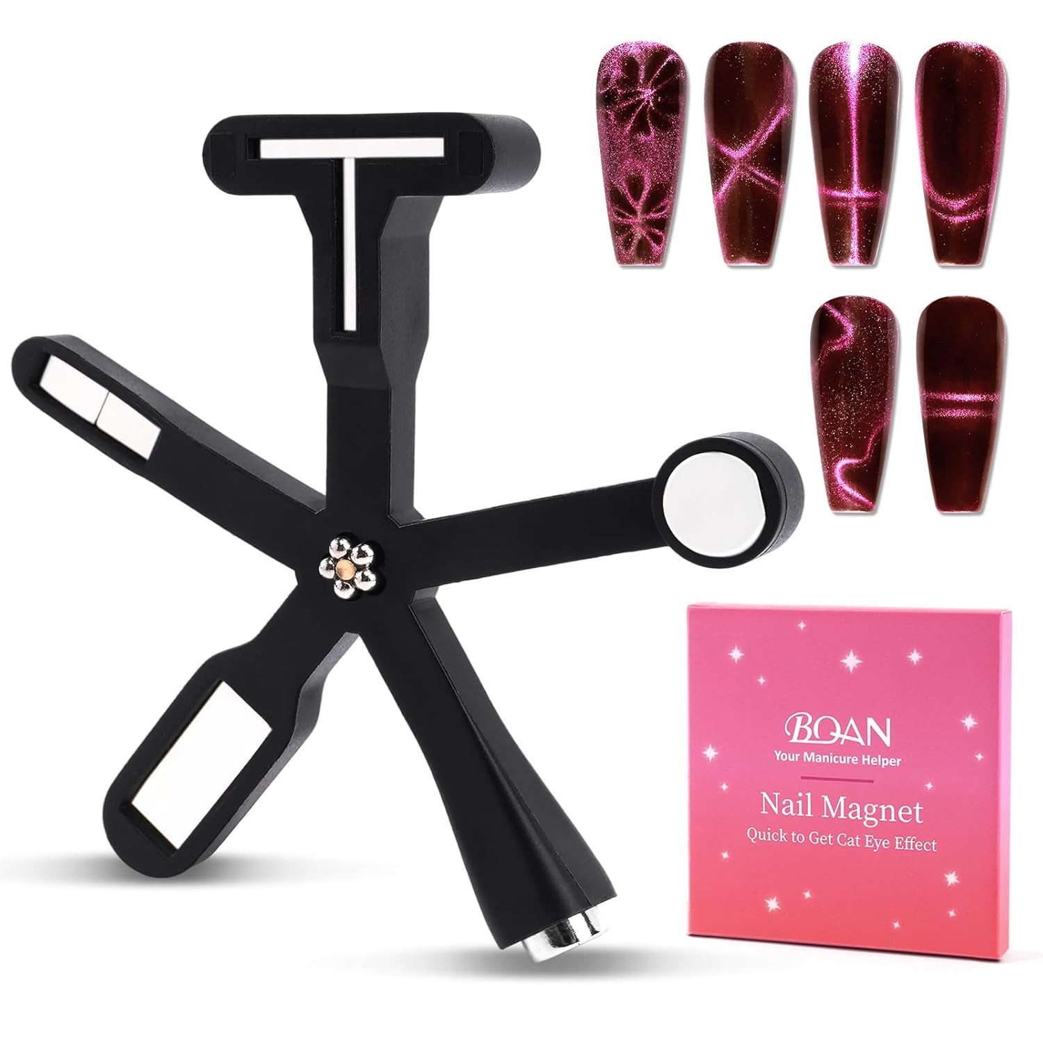 6-in-1 Cat Eye Nail Magnet Tool for Gel Polish, Strong Magnetic Nail Art Design