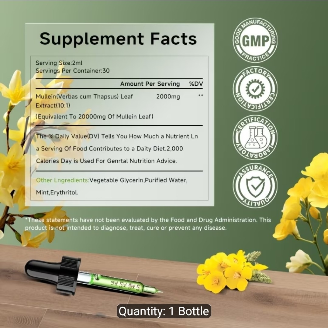 Mullein Drops for Lungs – Lung Health Supplement – Mullein Leaf Extract…