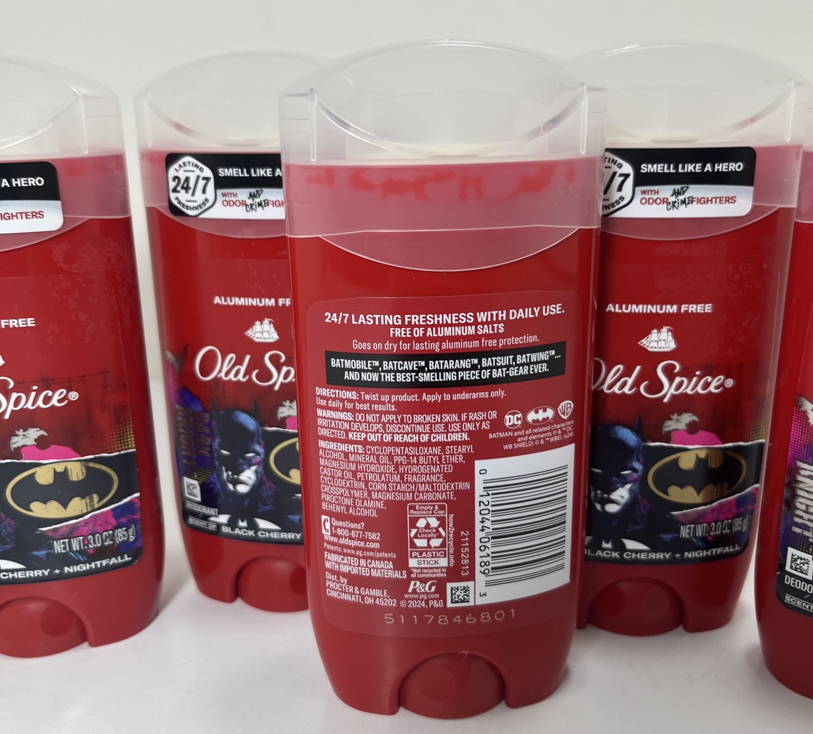 5x Old Spice DARK KNIGHT/BATMAN Black Cherry Nightfall ANTIPERSPIRANT/DEODORANT