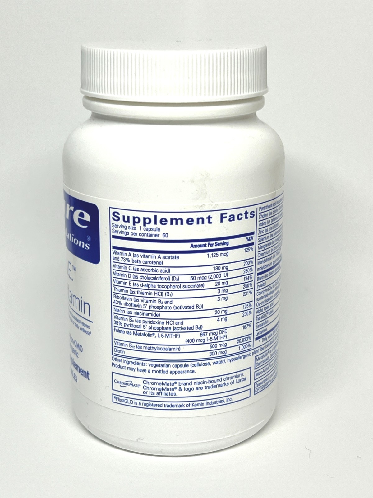 Pure Encapsulations O.N.E. Multivitamin – 60 caps – Exp 11/2027