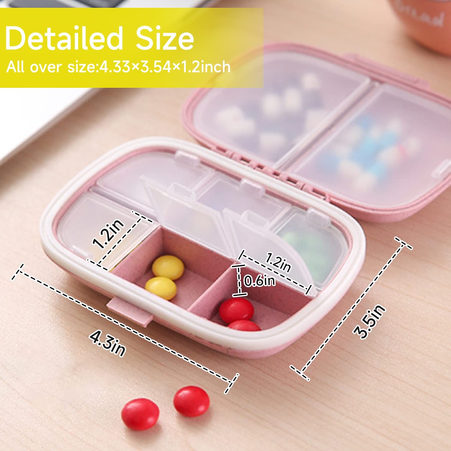 4 Pack Travel Pill Organizer,8 Compartments Weekly Box Moisture Proof B