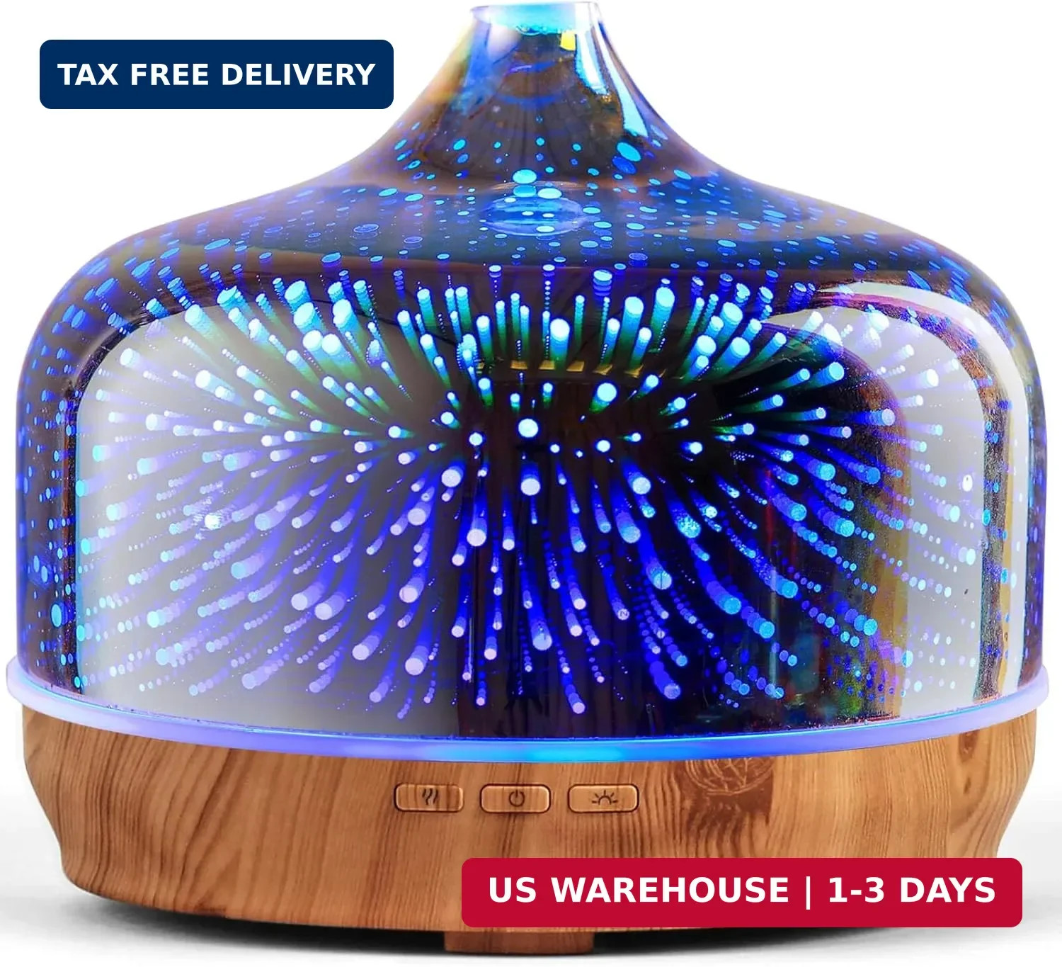 Porseme 500ml Glass Essential Oil Diffuser Aromatherapy Ultrasonic Cool Mist Hum