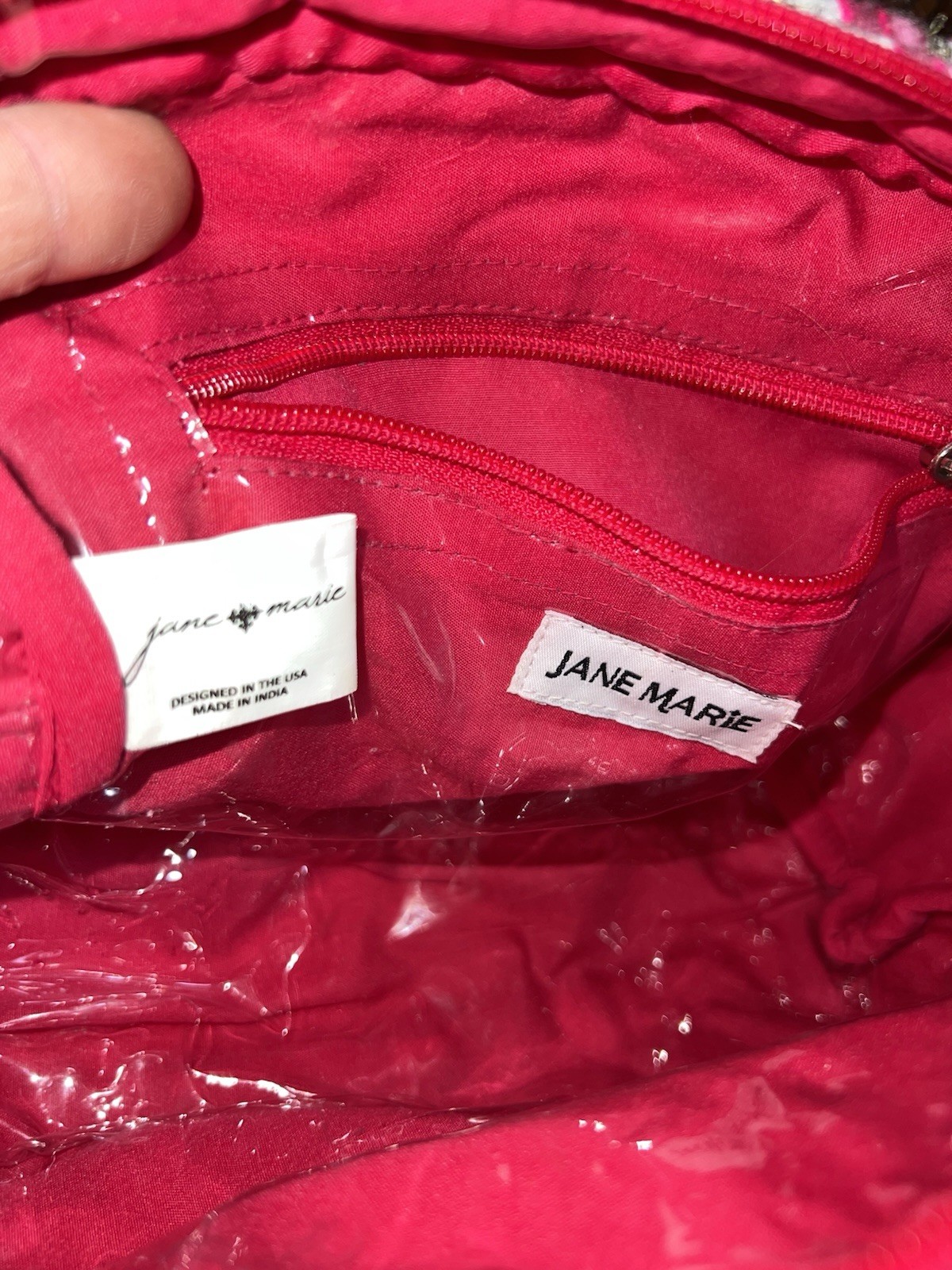 Jane Marie Pink Sequin Santa Makeup Bag Zipper Pouch 8.75 in x 7 in