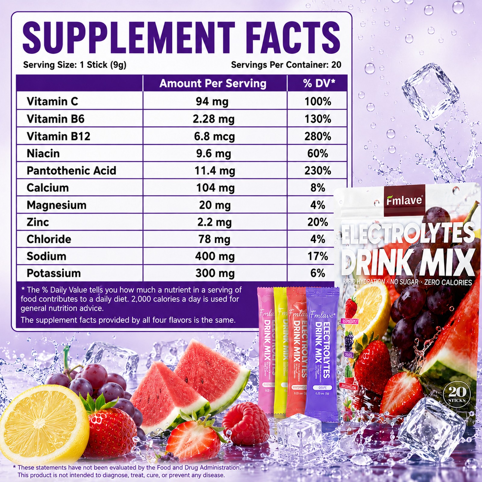 Electrolytes Powder Hydration Packets | Sugar Free Recovery Electrolyte Drink US