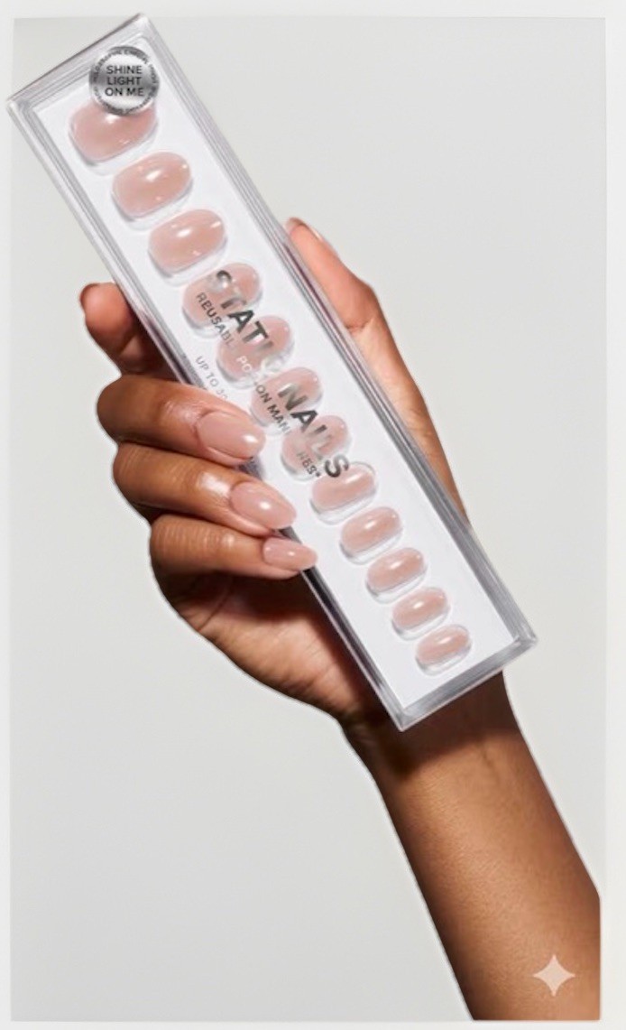 Static Nails Reusable Nude Glaze Round Press-On Nails Waterproof Shiny