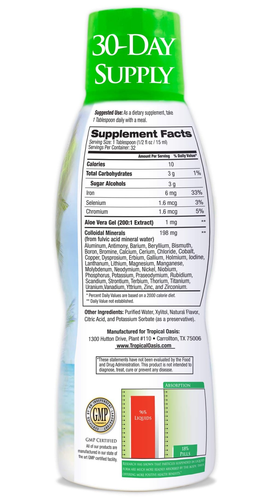 Tropical Oasis – Premium Ionized Plant 16 Fl Oz (Pack of 1), Color.value
