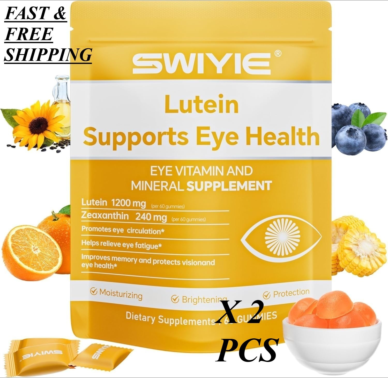 2 PACKS-LUXRY SWIYIE Lutein Gummies – Eye Health Support with Lutein&Zeaxanthin