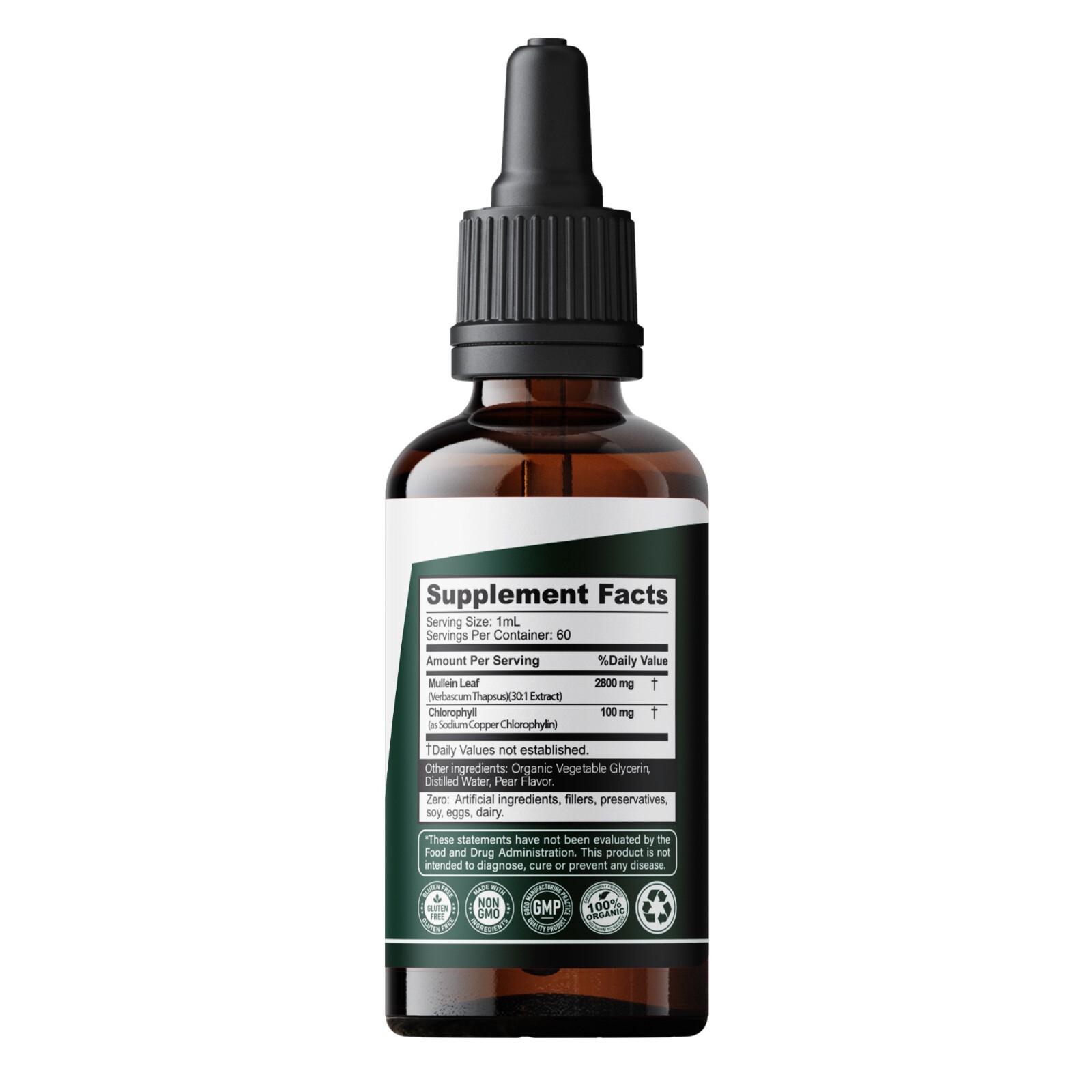 Mullein Leaf Tincture Natural Liquid Drops Extract 2 Oz Breath Lungs Respiratory