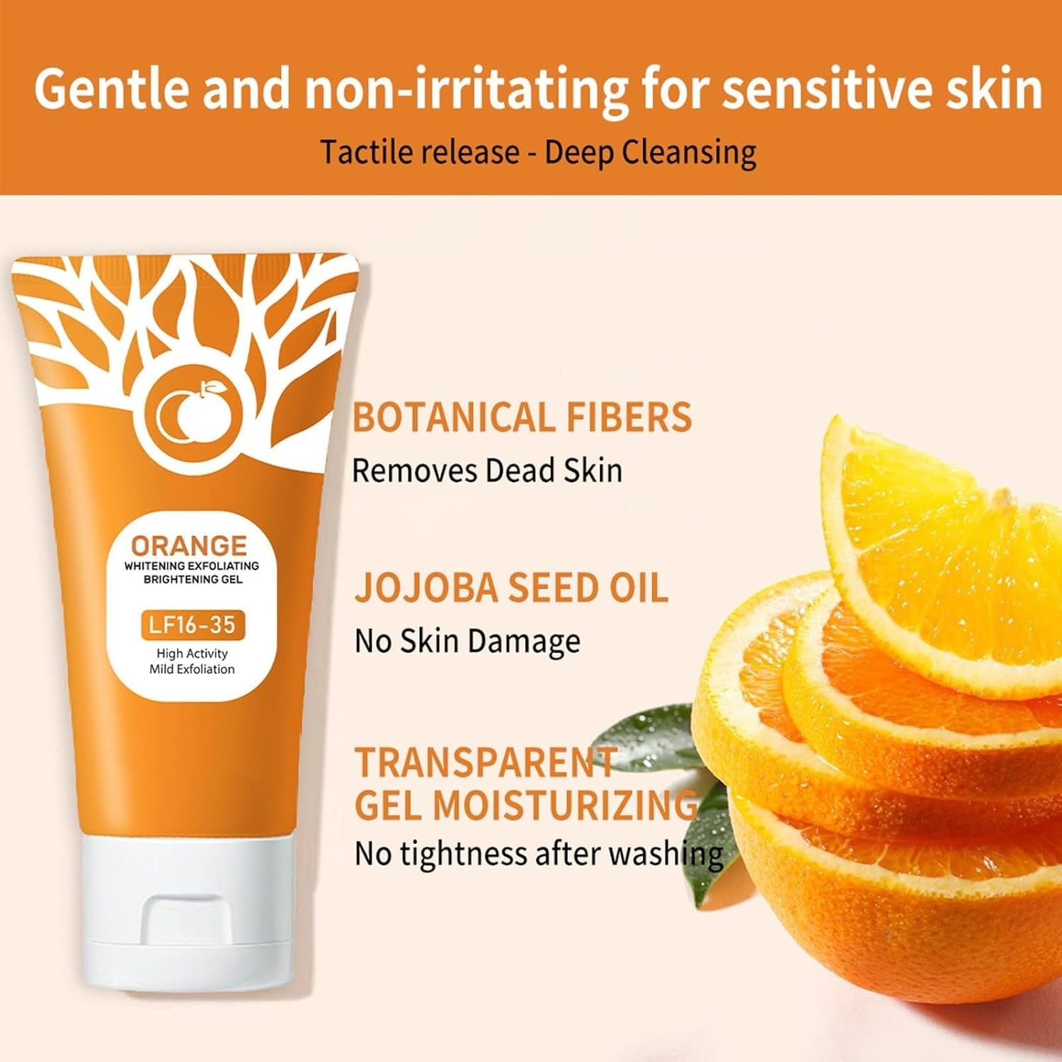 2pcs Orange Exfoliating Gel for Face and Body, 1.7 oz each, Deep Clean Pores