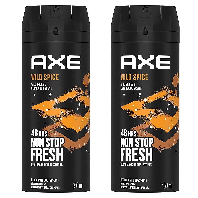 2x Axe Wild Spice Mens Deodorant Body Spray, 150ml (5.07 oz)