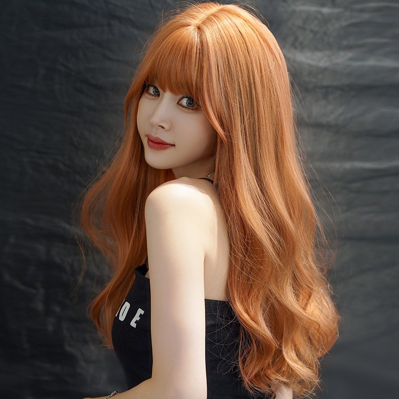 Ginger Orange Long Body Wave Wig for Women Natural Face Framing Full Head