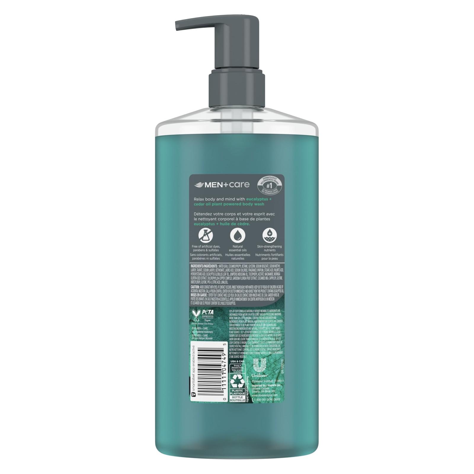 DOVE MEN + CARE Body Wash Eucalyptus & Cedar Oil 26 Fl Oz (Pack of 1), Green