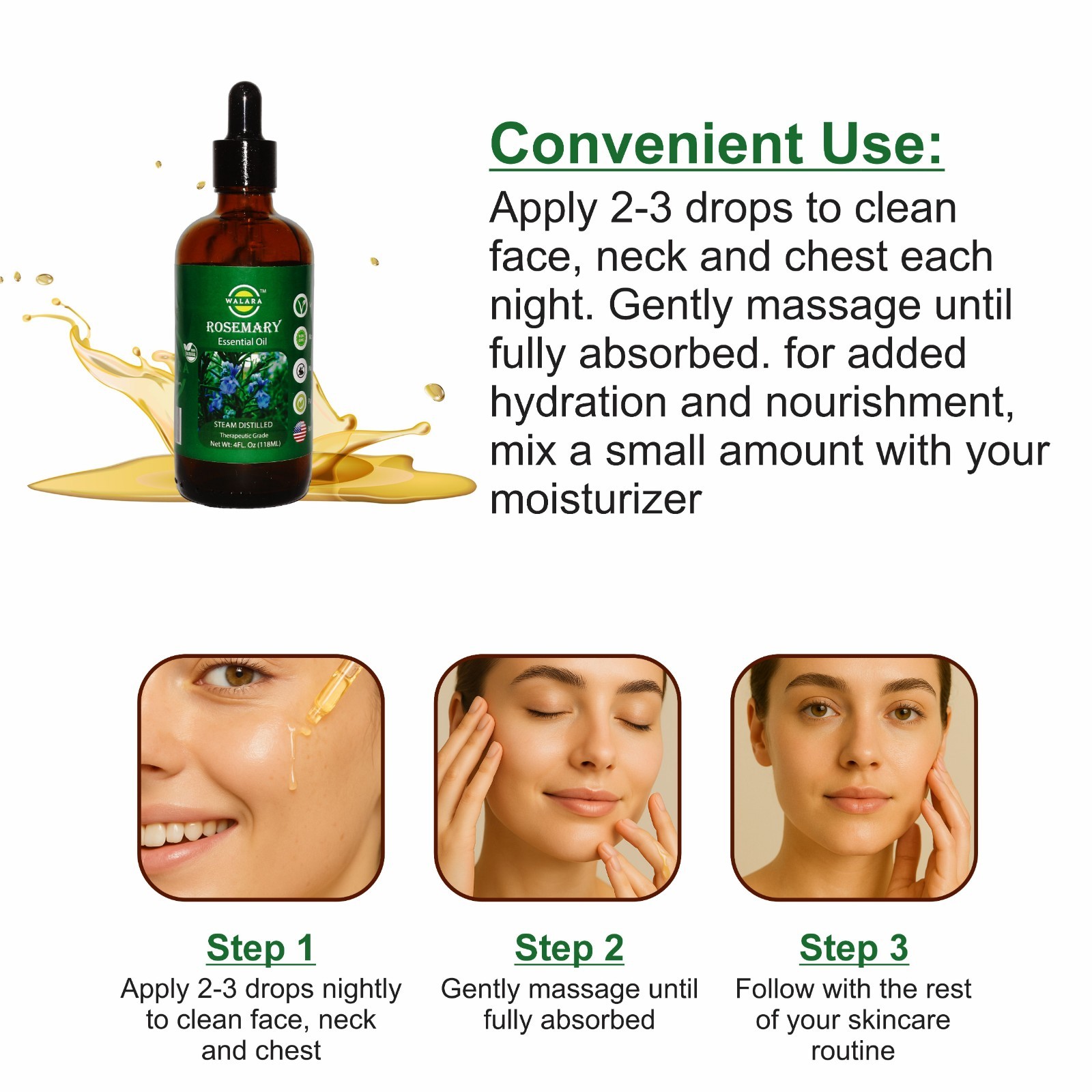 Rosemary Oil: Hair Growth, Moisturizing for Split Ends & Dry Scalp, Strengthens