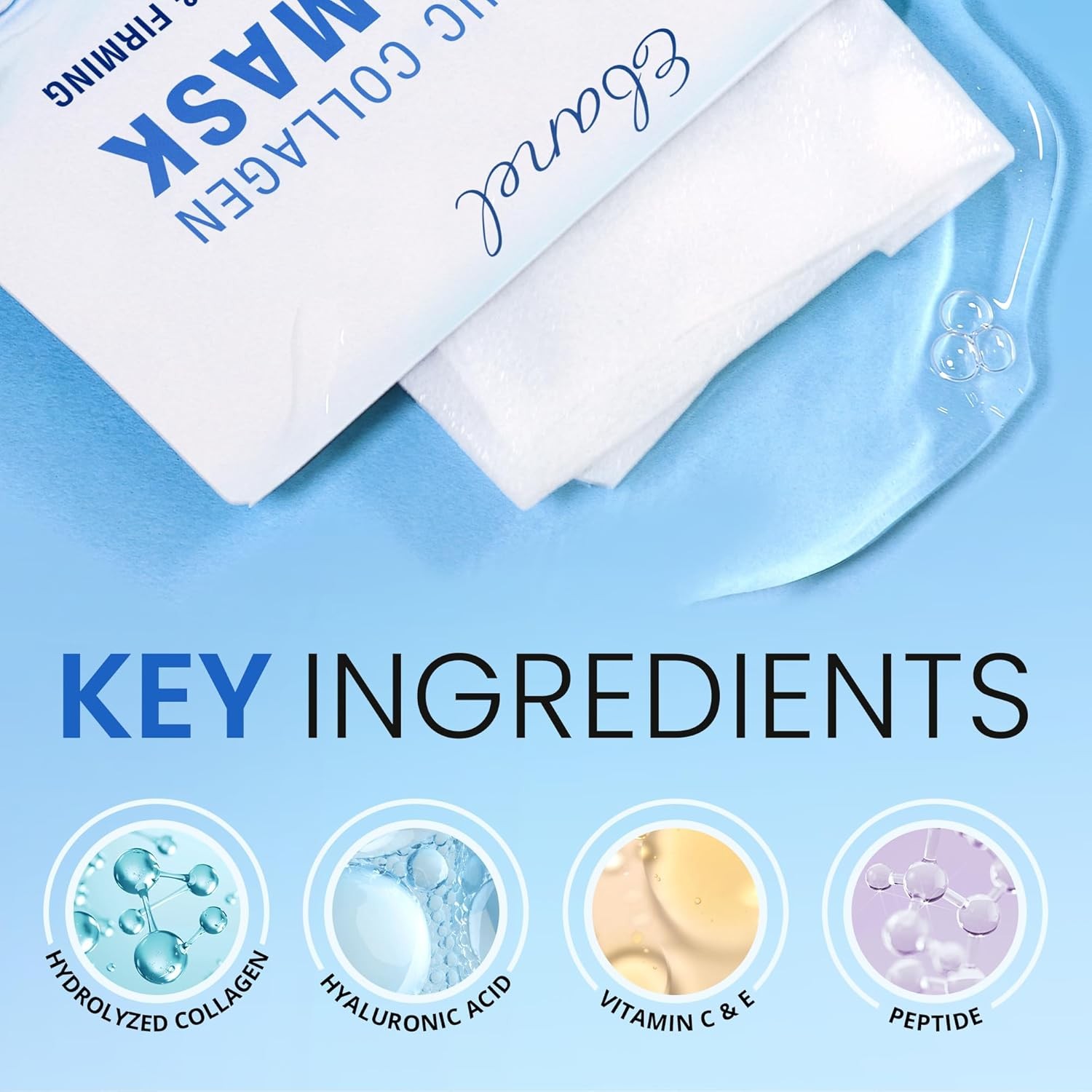 Ebanel Collagen Face Mask Hyaluronic Acid Vitamin C 10 Pack