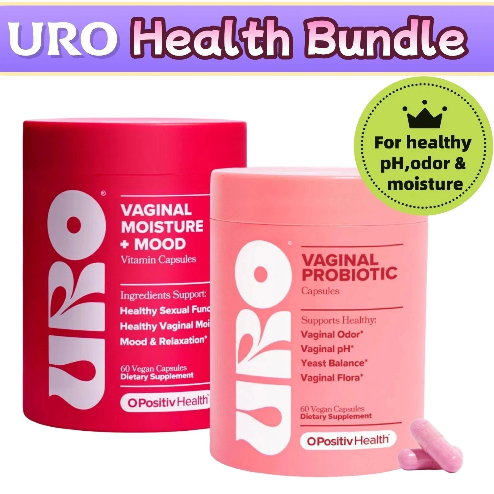 URO Health Bundle: Vaginal Moisture & Mood 120ct + Vaginal Probiotics 120ct