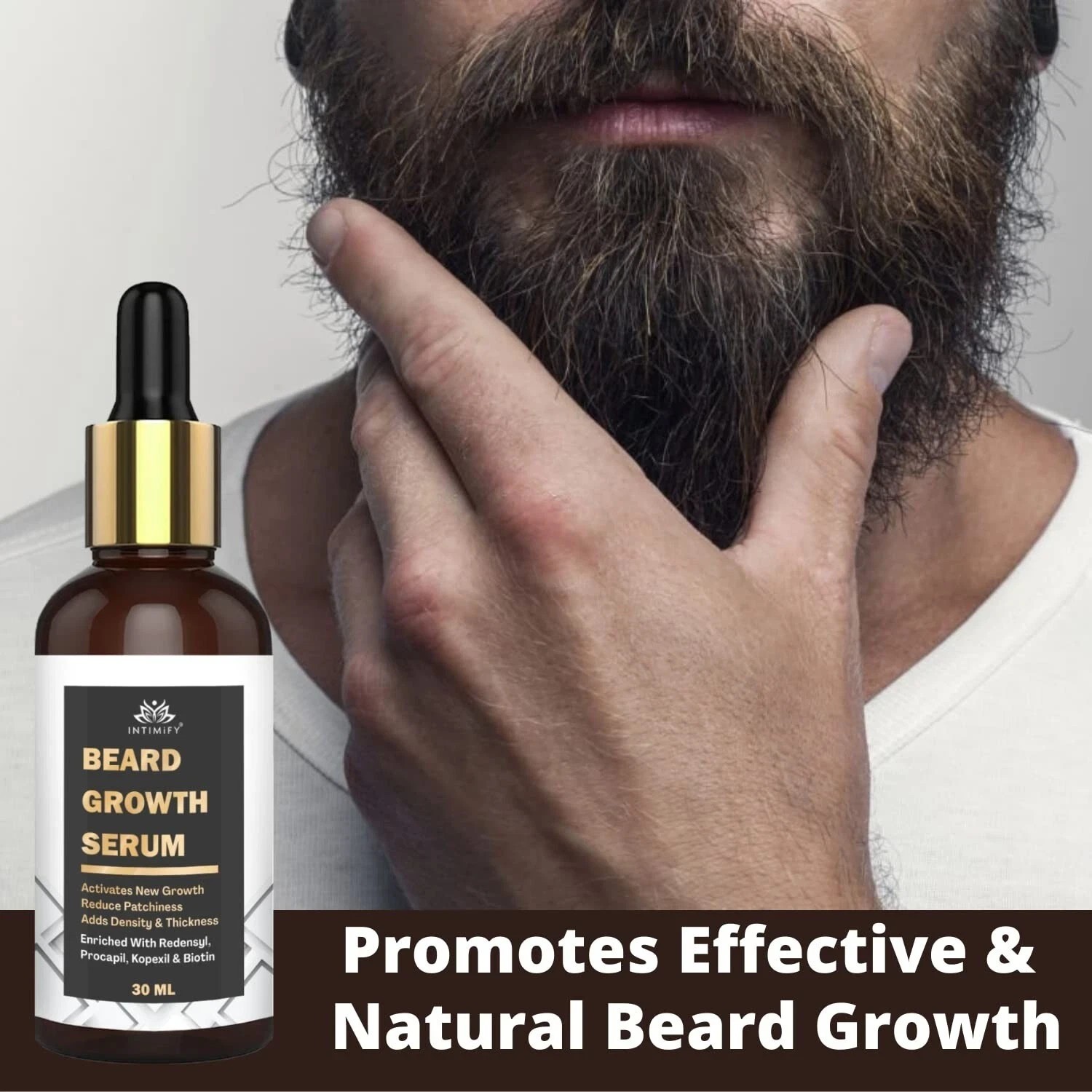 INTIMIFY Beard Growth Oil For Growing Beard Faster, Mustache Beard Growth/ 30ml