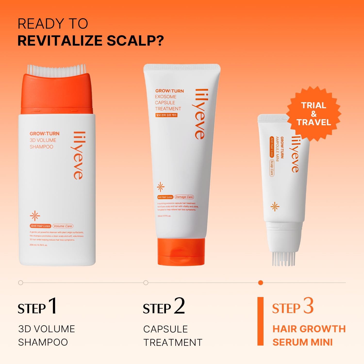 GROWTURN Hair Growth Serum with Built-in Brush, Heartleaf-Derived Exosomes to…