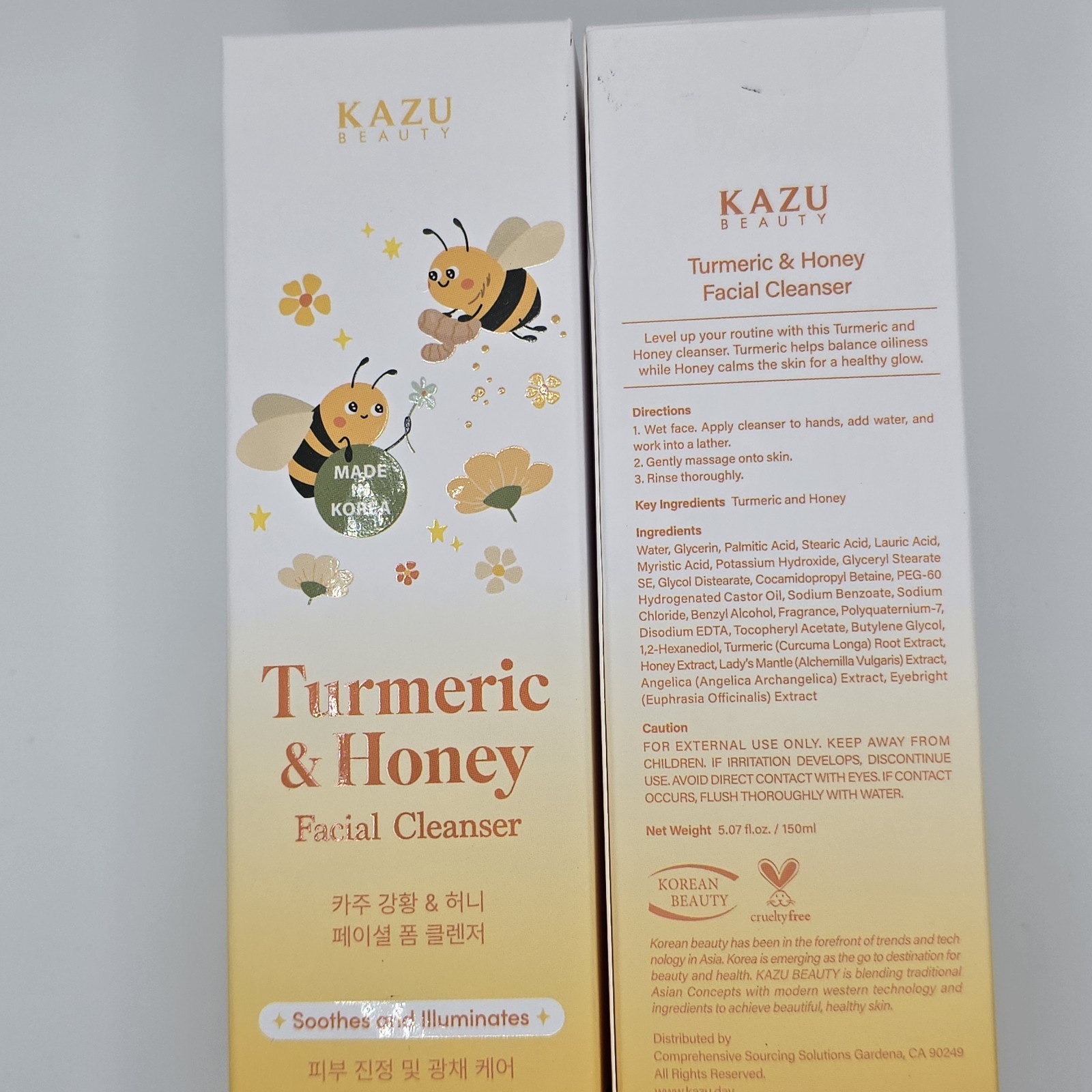 Kazu Beauty Turmeric & Honey Facial Cleanser Cruelty-Free Soothes 2×5.07 fl.oz