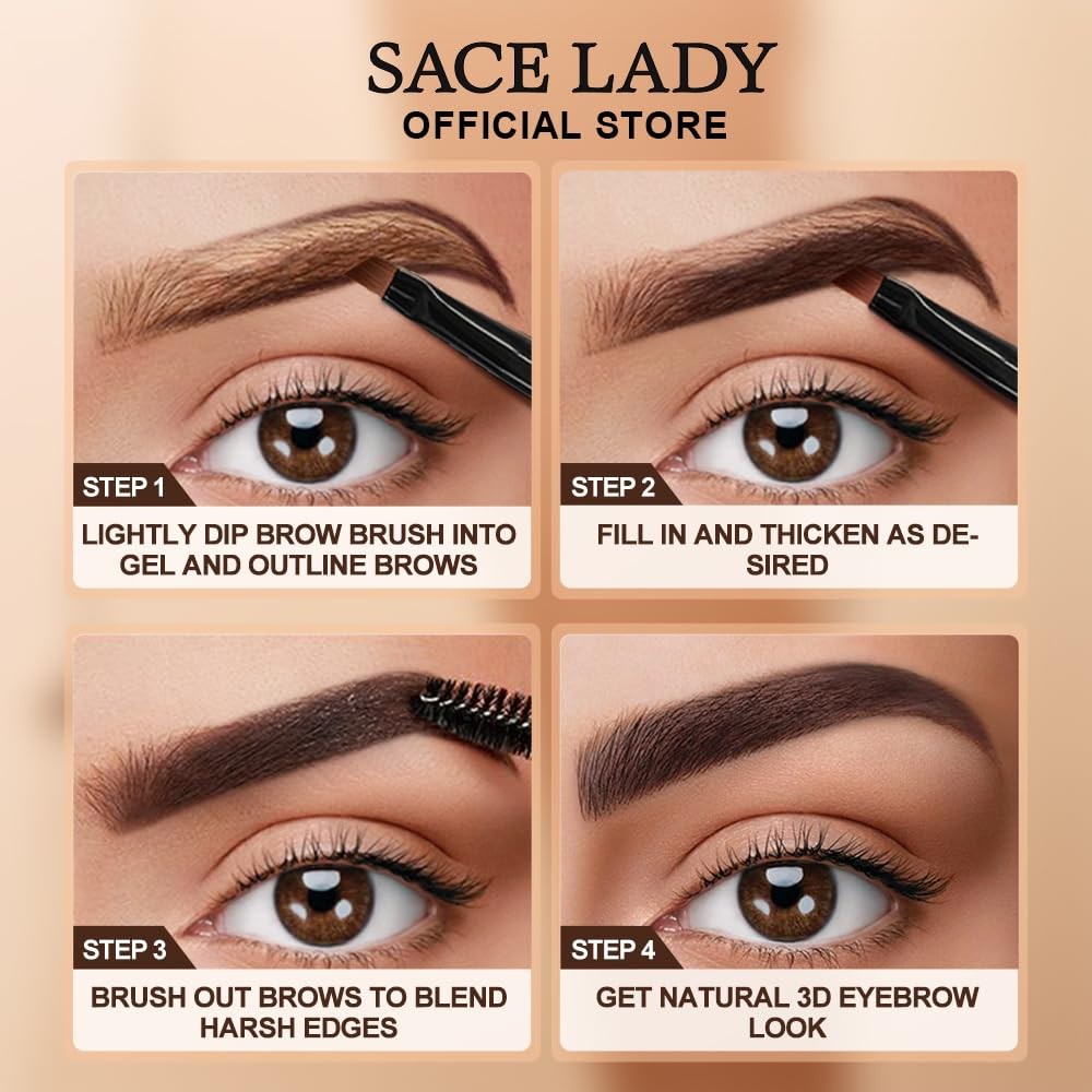 SACE LADY 3D Eyebrow Gel Waterproof 24H Brow Cream Light Brown