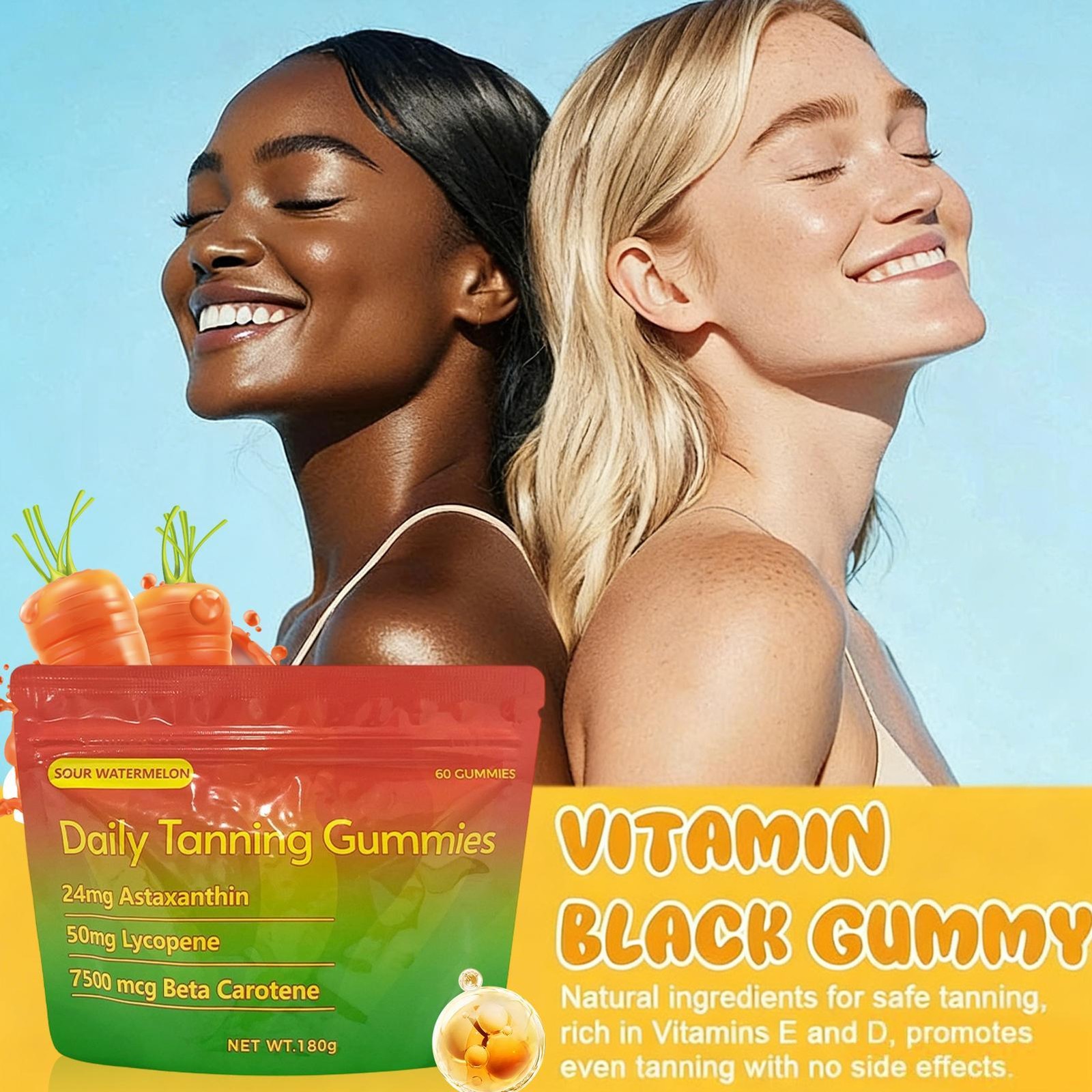 Daily Tanning Gummies Supplement – 60 Gummies 30-Day Supply