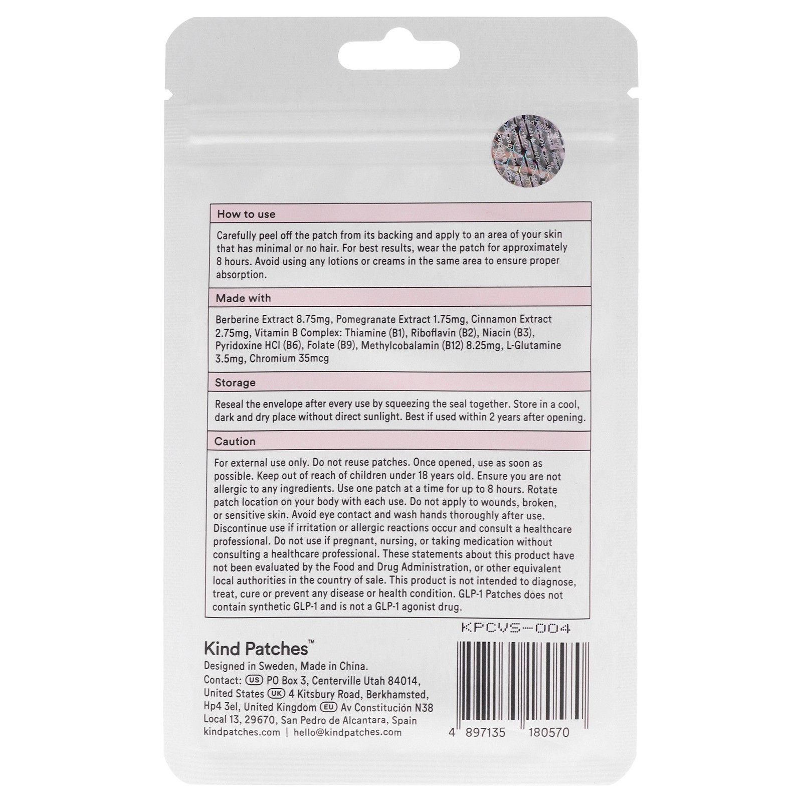 Weight-loss Patches Berberine Patches by Kind Patches – 30 Count Patches