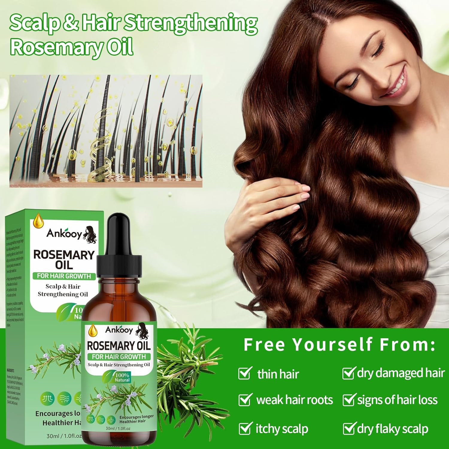 3 Pack Rosemary Oil for Hair Growth,Rosemary Hair Growth Oil,Strengthening Oil f