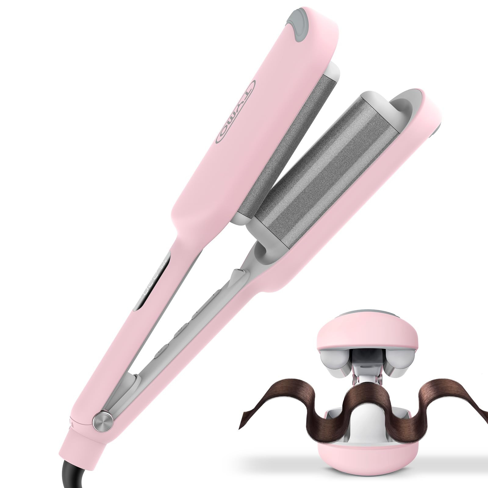 Curling Iron Hair Crimper Waver – ROVY Beach Waves Curling Wand, Ionic Deep W…