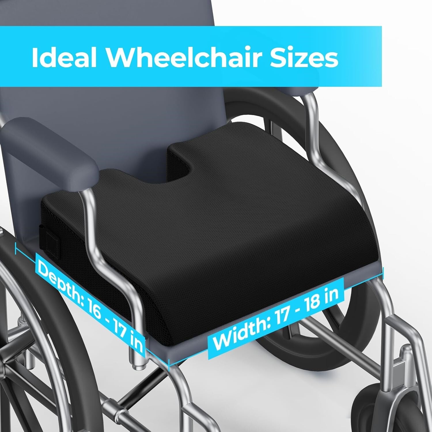 Wheelchair Seat Cushions Memory Foam Pressure Relief Cushion, (18″x16″x3″)