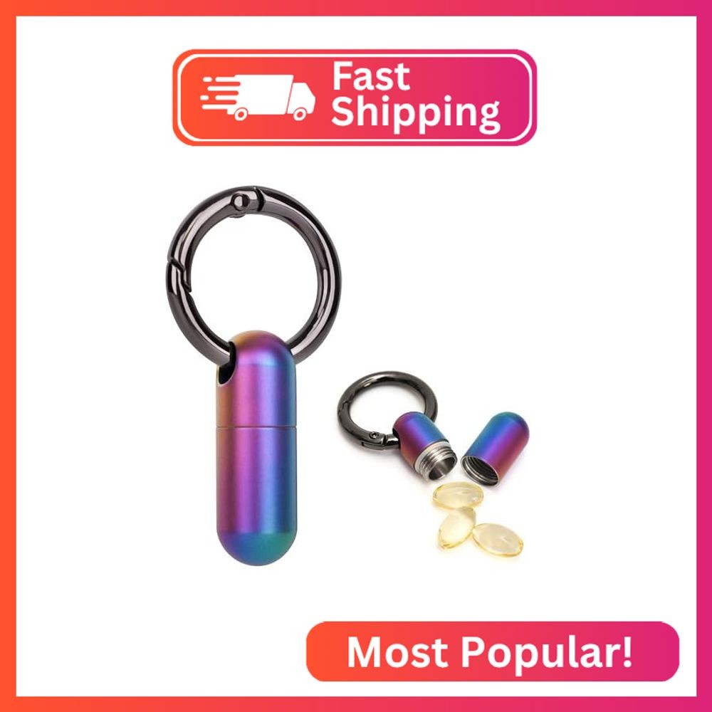TISKY Small Keychain Pill Holder Titanium,Waterproof Tiny Pill Container with Ke