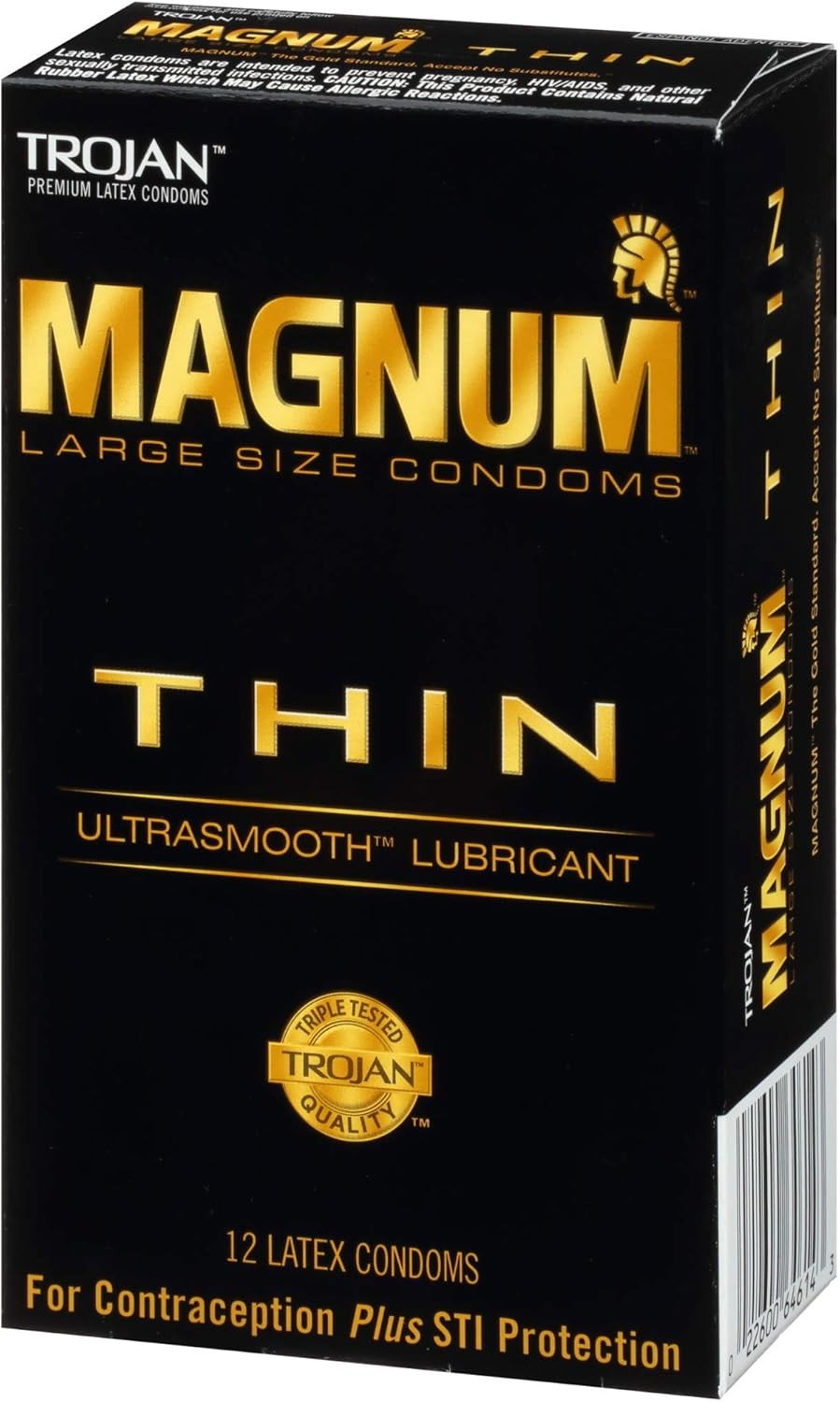 Trojan Magnum Thin Condoms Large Size Lubricated Latex 12 Count NEW