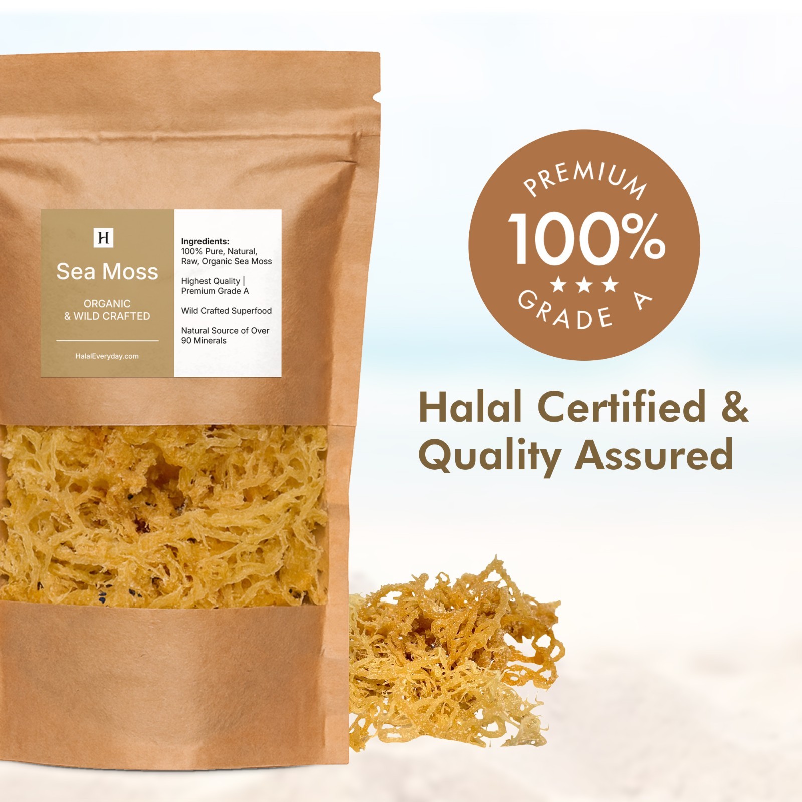 Irish Sea Moss Whole Leaf – 100% Raw WildCrafted Chondrus Crispus Superfood Bulk