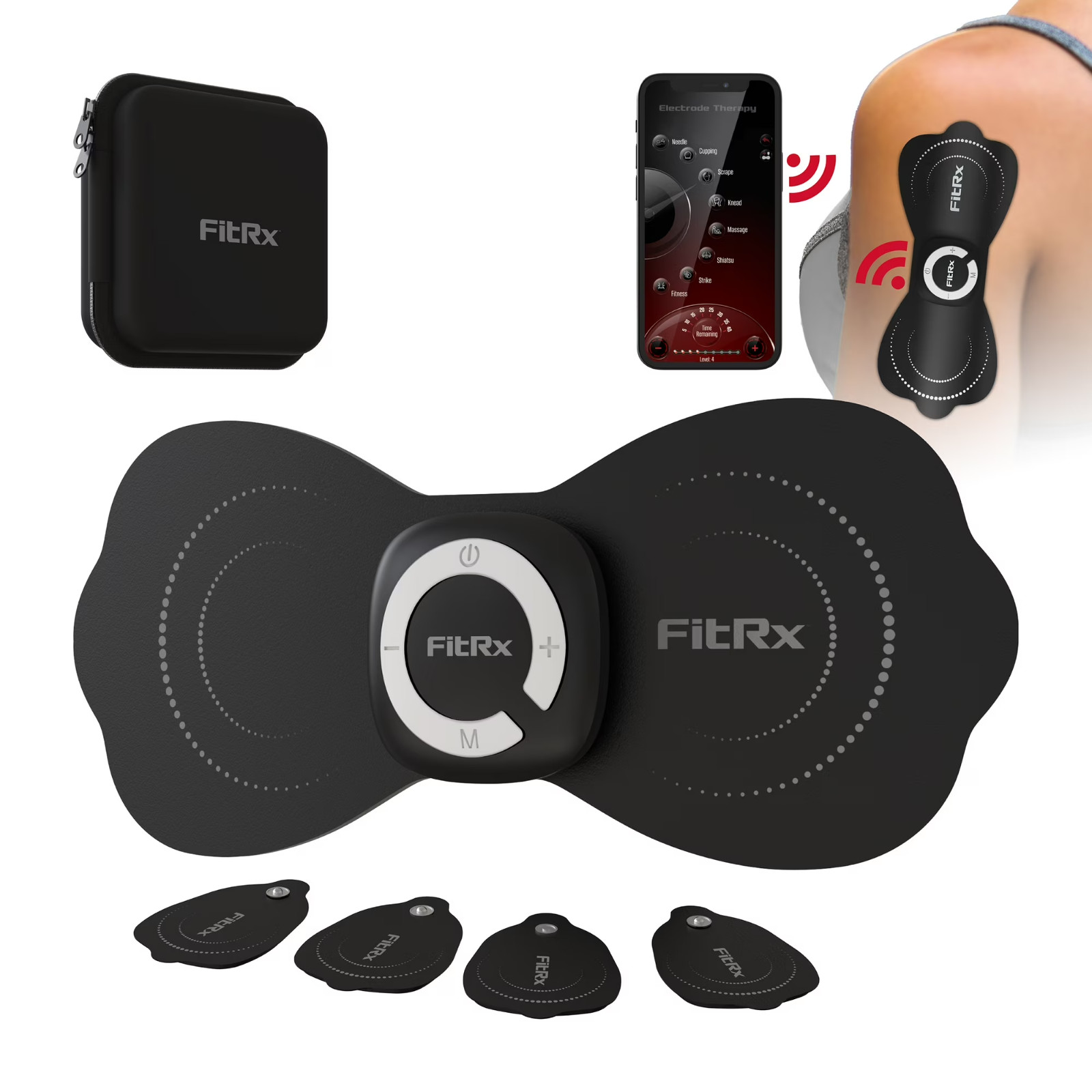 FitRx Electrode Wireless Massager Rechargeable EMS Unit Muscle Stimulator