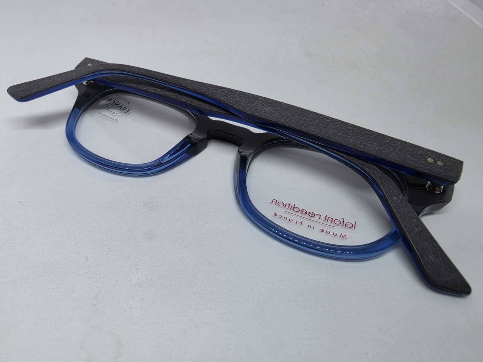 JEAN LAFONT PARIS MILES 2057 WOOD BLUE EYEGLASSES NEW AUTHENTIC FRANCE
