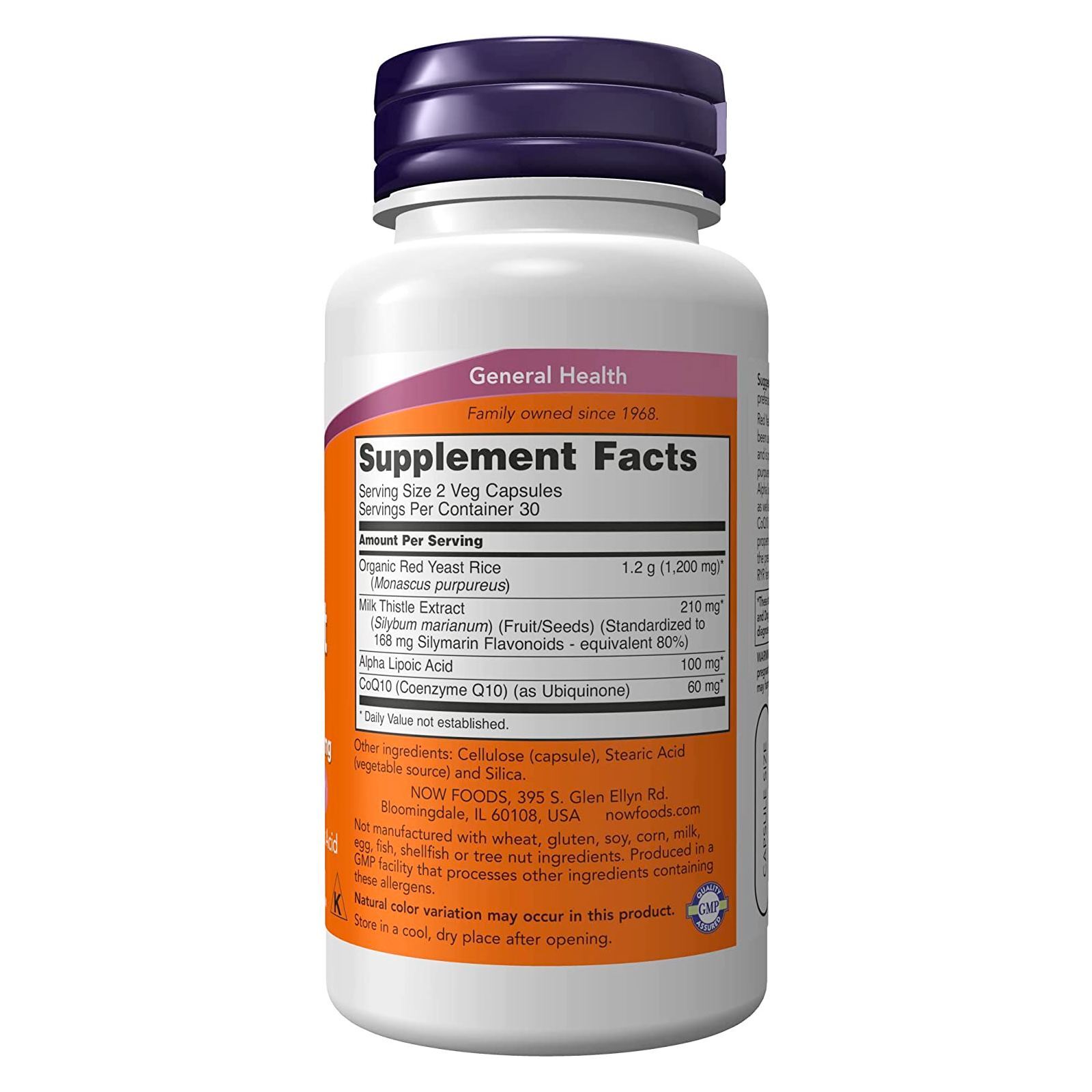 2 x NOW Red Yeast Rice 600 mg + CoQ-10 30 mg 60 VCap Cardiovascular Support