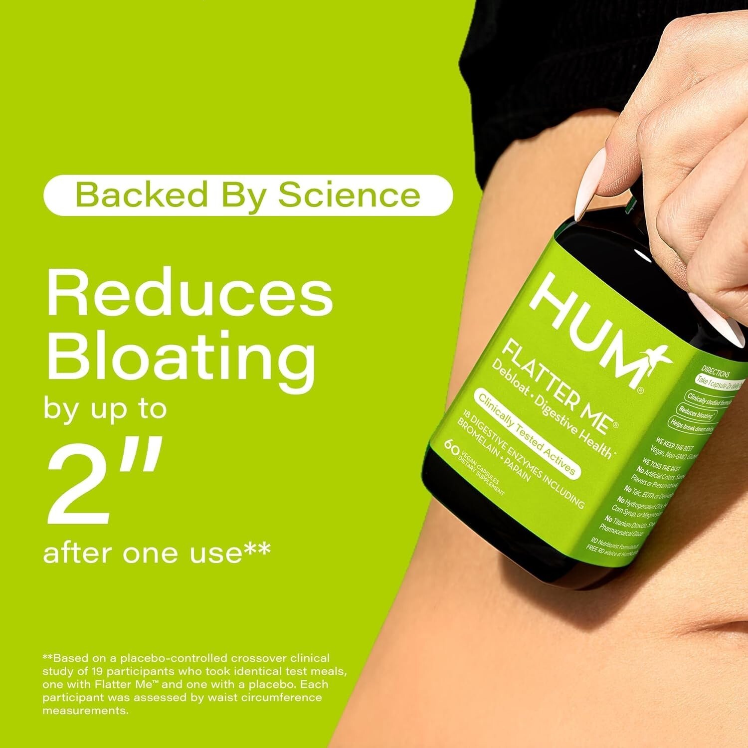 Pack of 2- HUM Flatter Me Digestive Enzymes Bloating Supplement Free Shipping US