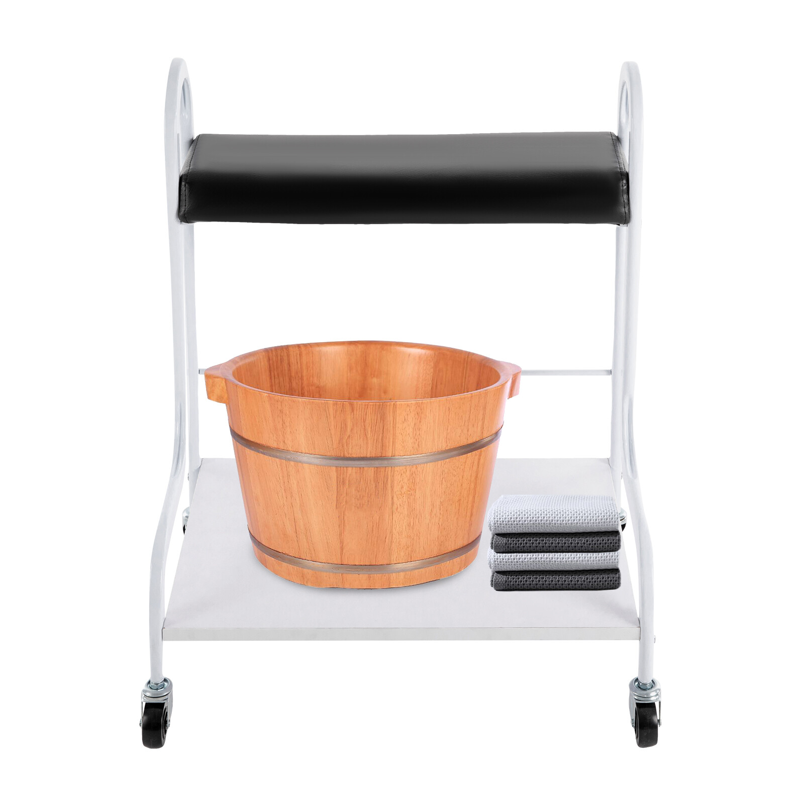 2 Layer Silver Beauty Salon Nail Or Foot Bath Spa Portable 4 Wheeled Trolleys